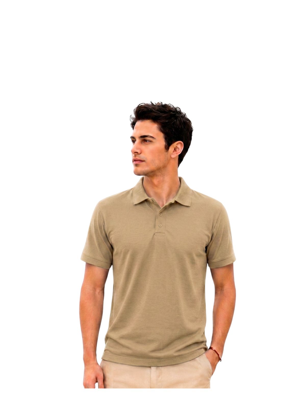 Polo dryfit manga corta beige hombre