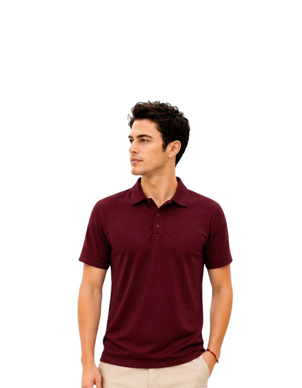 Polo dryfit manga corta hombre color vino