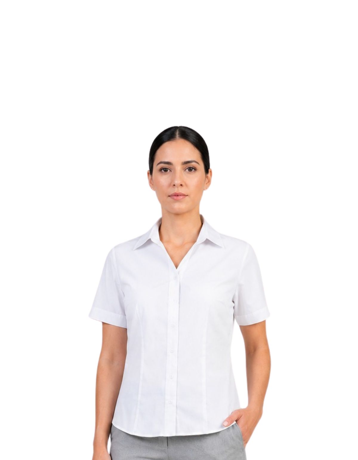 Blusa oxford blanca manga corta dama