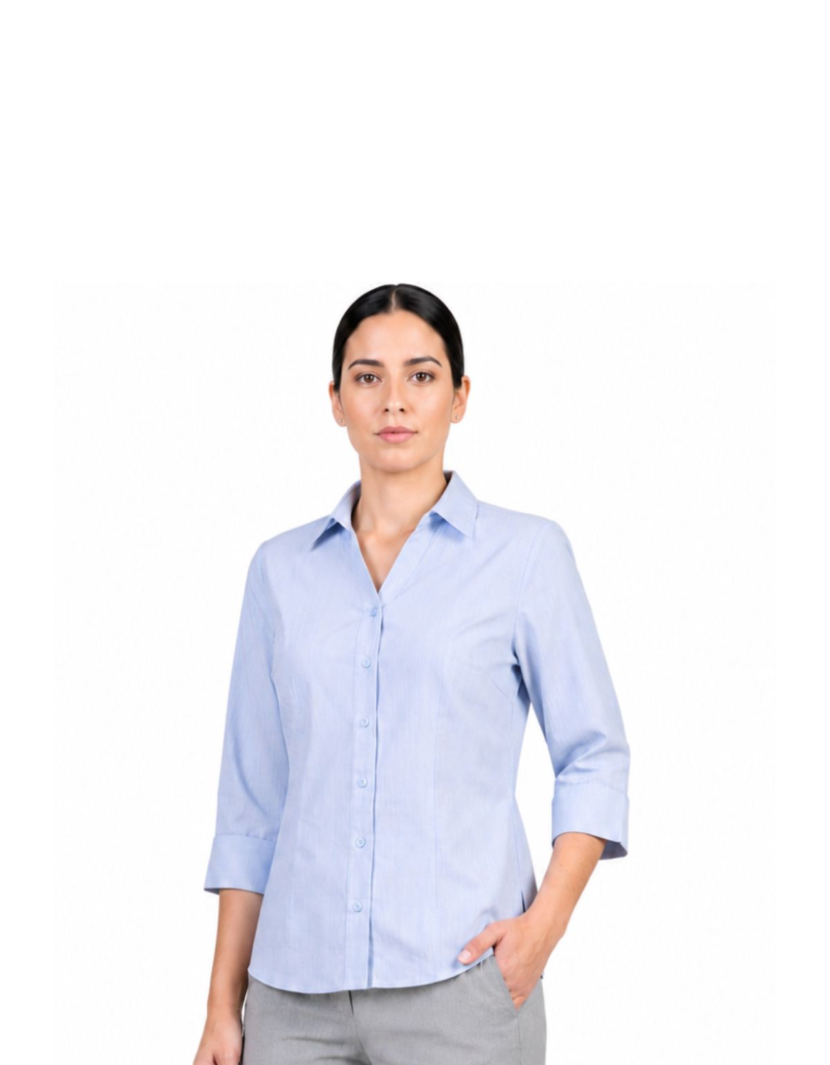Camisa Oxford azul cielo manga 3-4