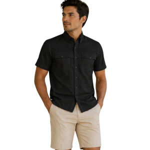 Camisa Cazadora hombre negra frente