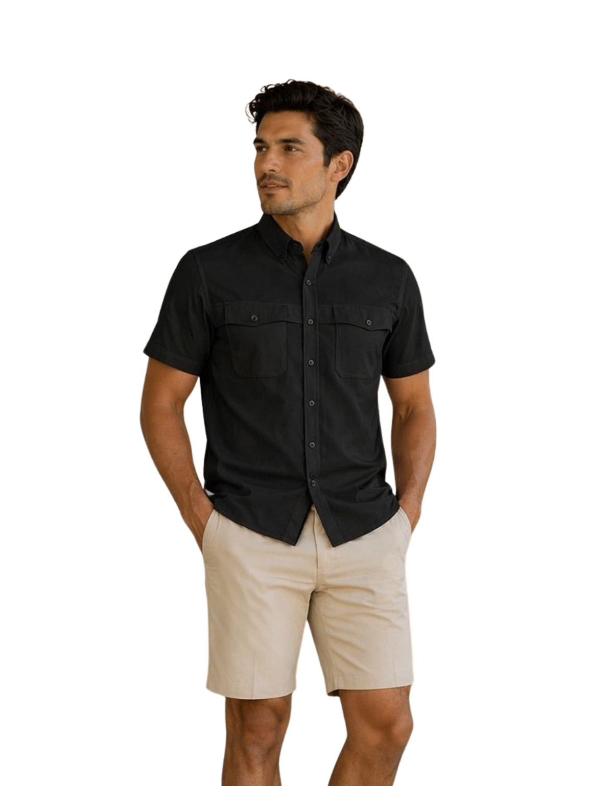 Camisa Cazadora hombre negra frente
